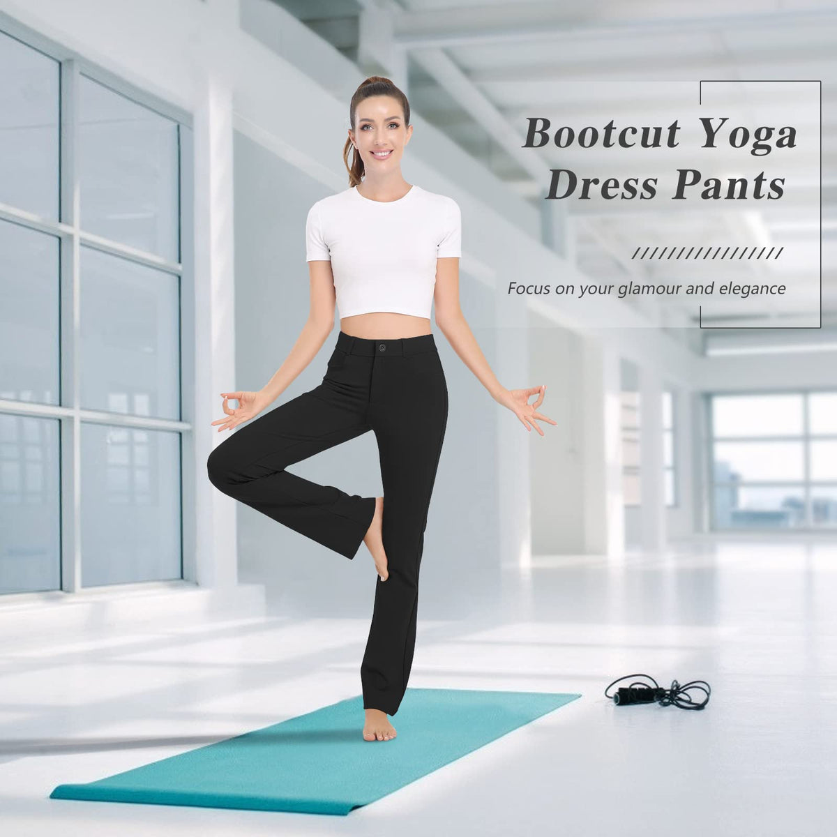 HISKYWIN HF838 black bootcut silhouette for a flattering, flexible fit
