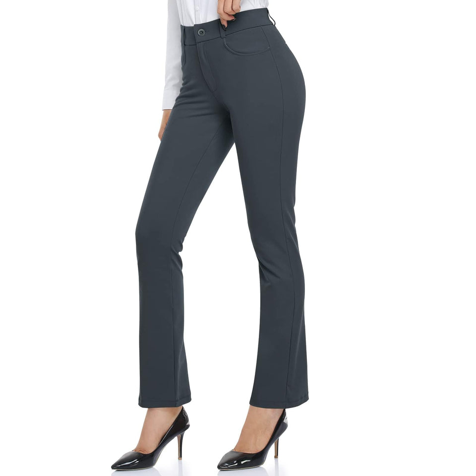 HISKYWIN women's dress pants front view with bootcut silhouette for office wear