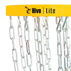 Hive Disc Golf Lite Basket ground stakes prevent tipping on uneven terrain
