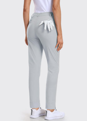 Hiverlay women's golf pants elastic waistband with side slits for better fit and mobility.