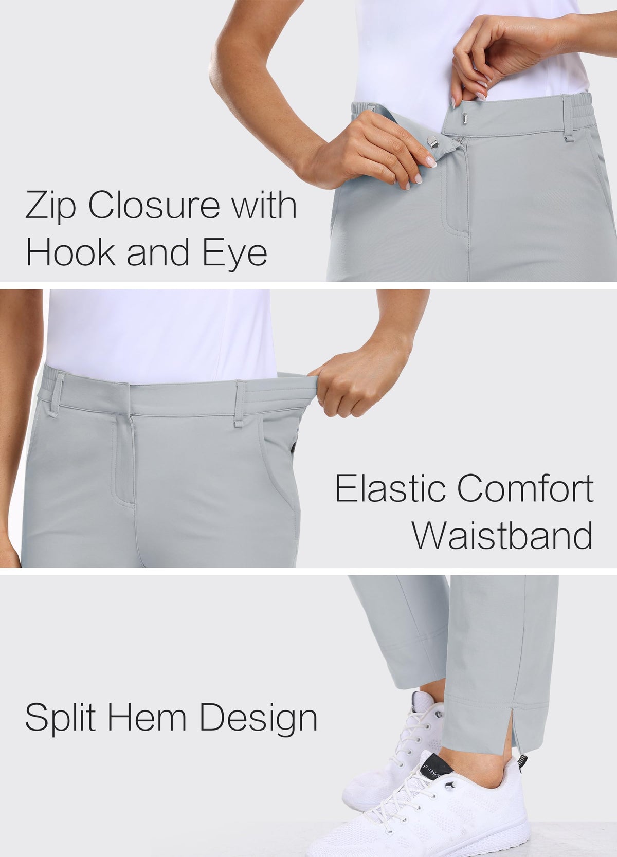 Hiverlay women's golf pants five-pocket system for secure storage on the go.