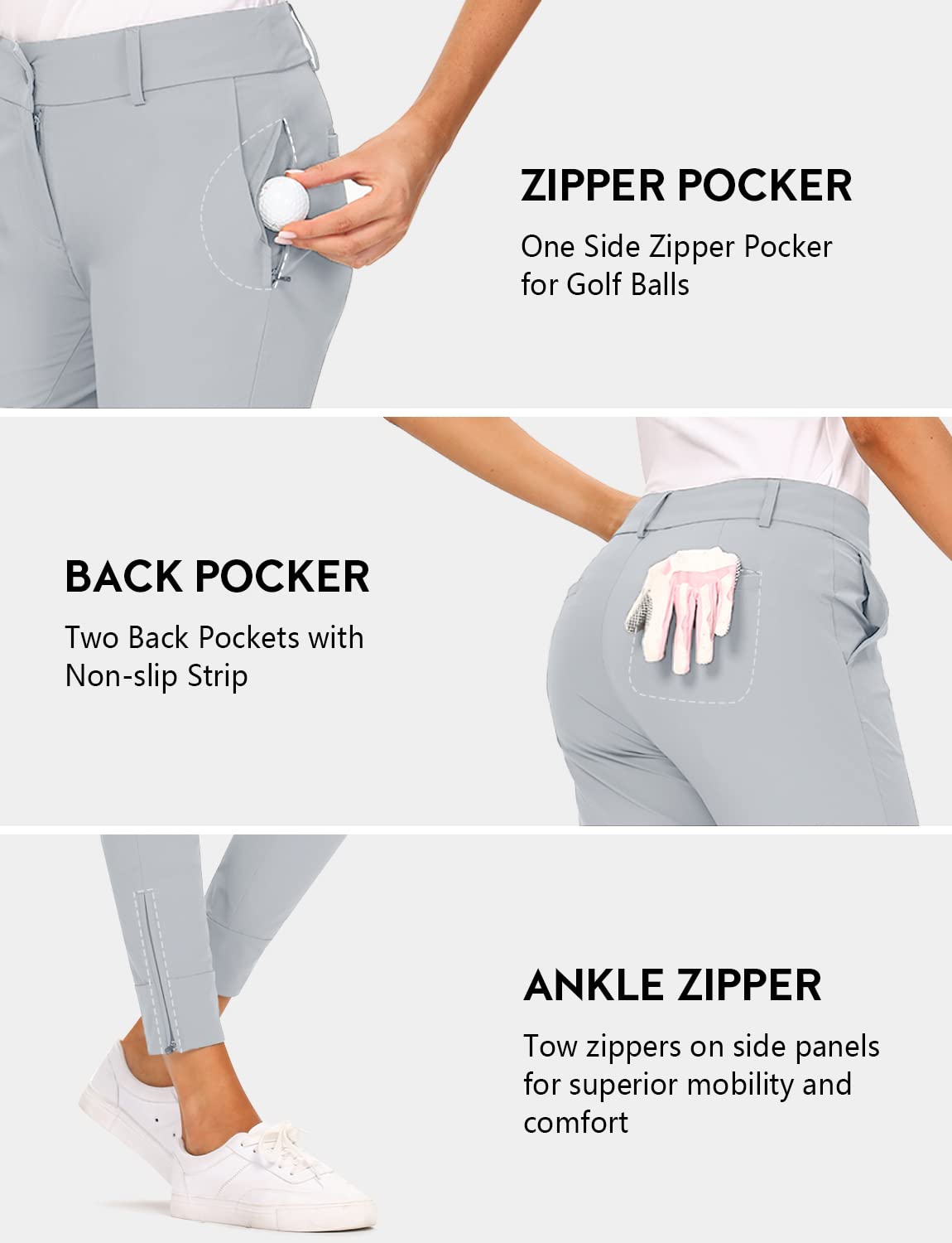 Hiverlay Pro Golf Pants back pockets with non-slip strip hold gloves