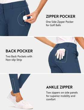 Hiverlay blue-s pro golf pants worn during hiking for versatile performance
