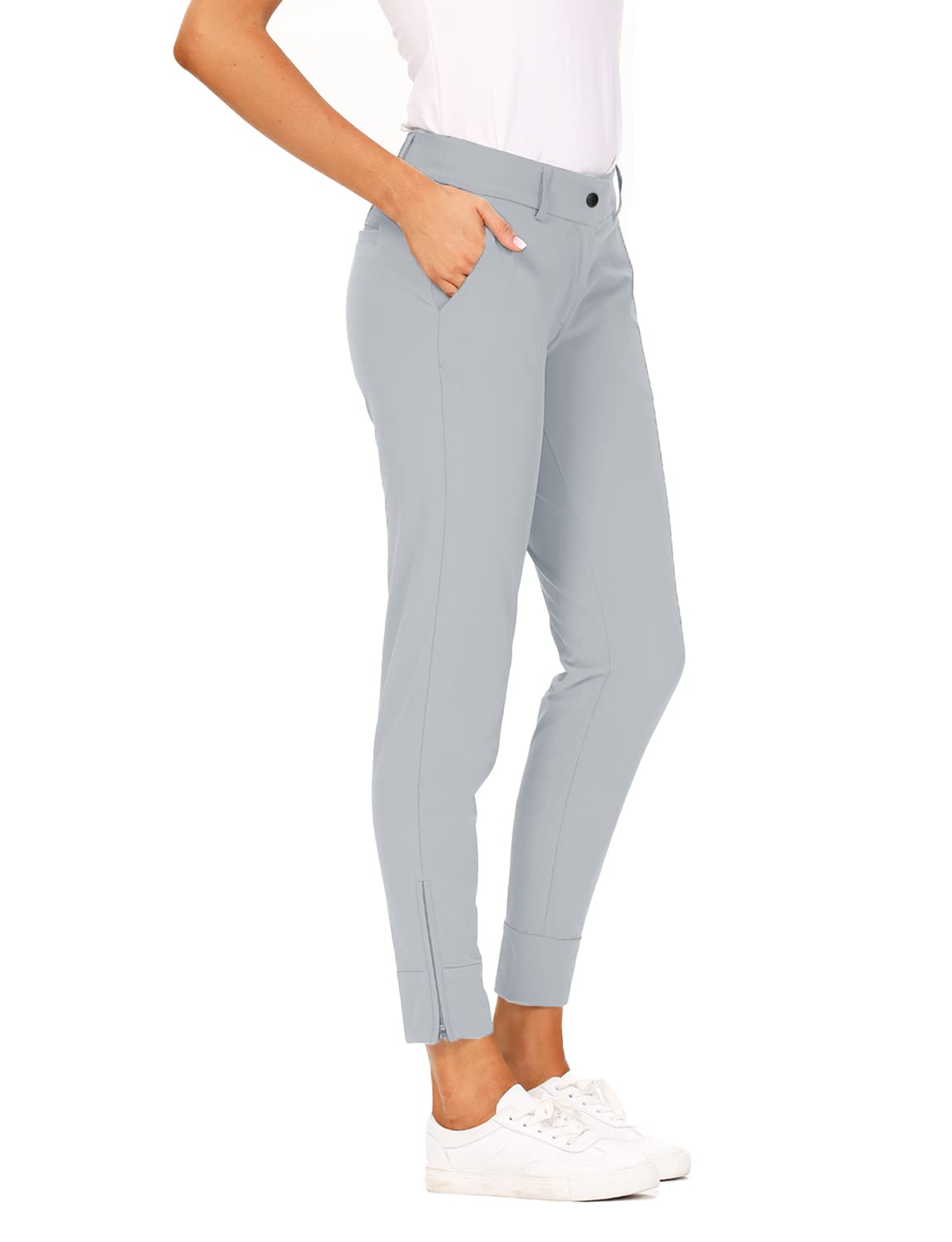 Hiverlay women's pro golf pants front view showing sleek profile and mobility.