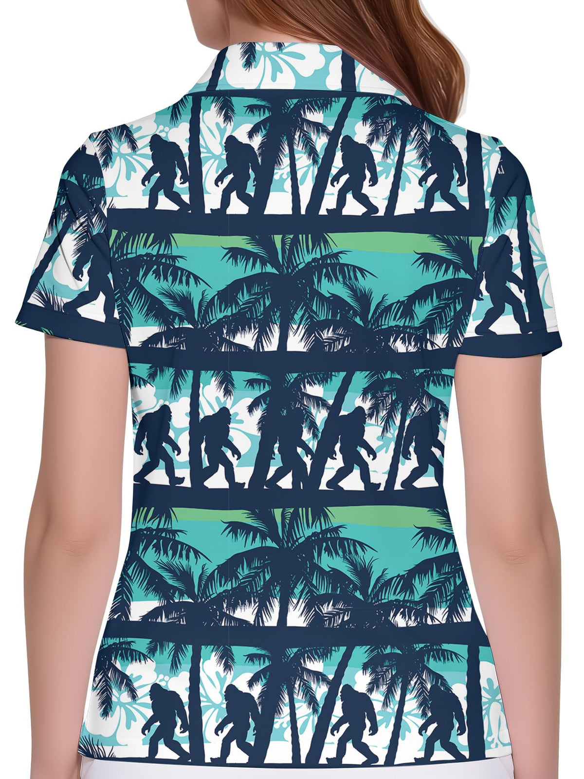 HIVICHI Bigfoot golf shirt for women in action, showcasing breathable comfort.
