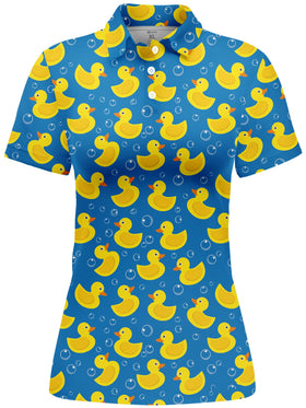 HIVICHI funny duck golf shirt for women, close-up print, vibrant design adds fun to rounds.