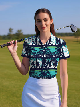 HIVICHI Sasquatch Hawaiian polo on model, playful yet stylish on course.