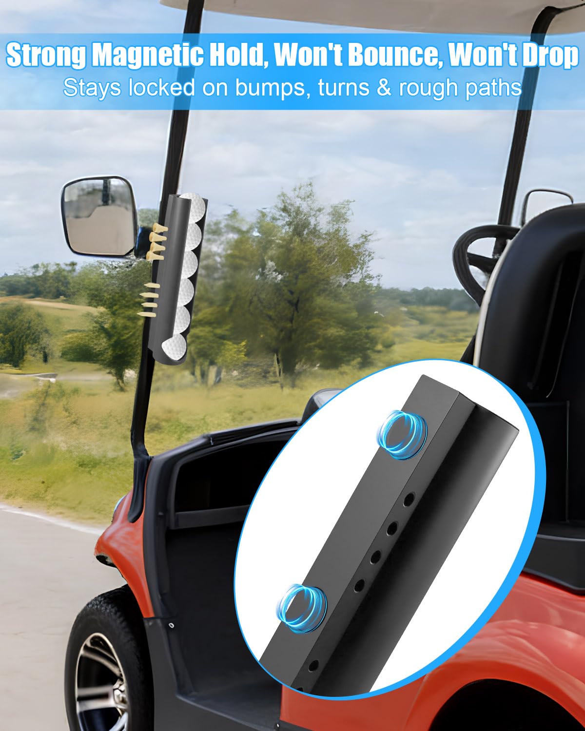 HKJWUN strong magnet keeps items secure on metal posts during bumpy rides.