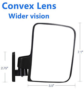 HKOO 2.75 x 16.5-inch mirror face offers wide panoramic view.
