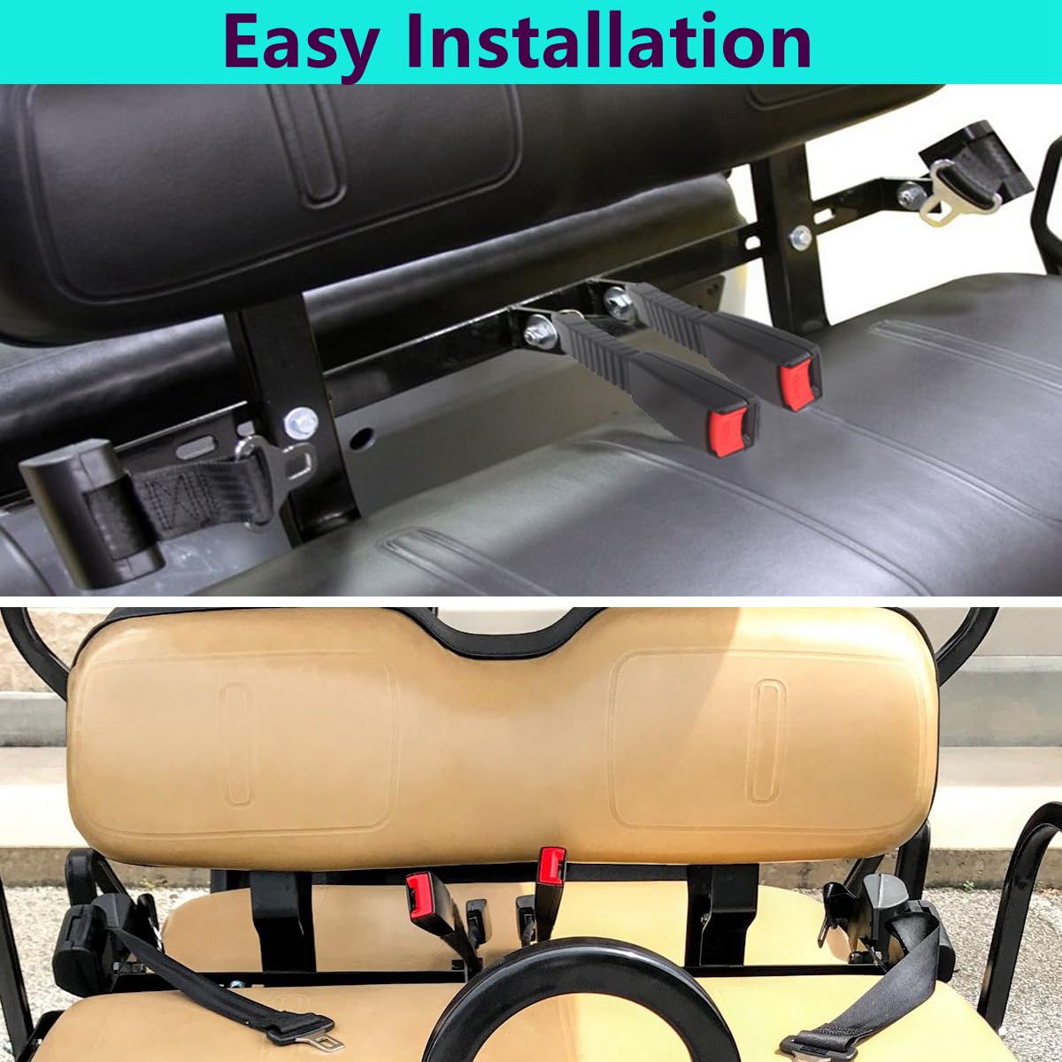 HKOO EZGO TXT-compatible belt secures front or rear passengers