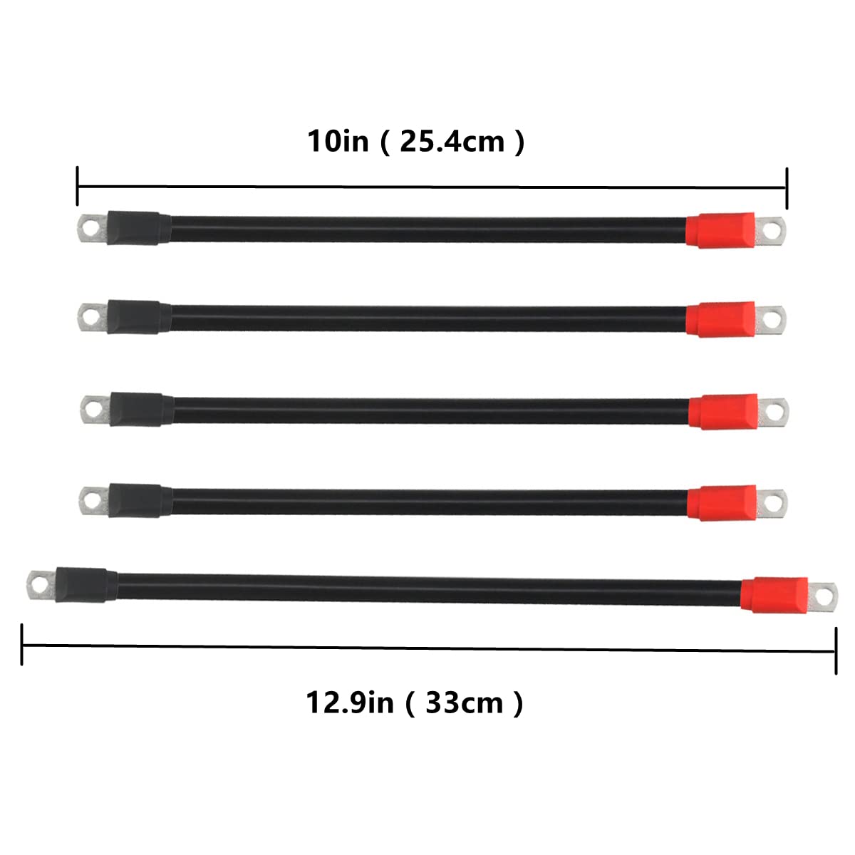 HKOO copper ring terminals with heat shrink for durable battery connections.