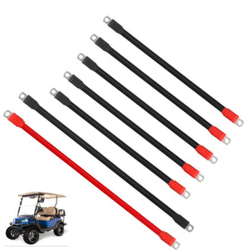 HKOO golf cart battery cable ends with tin-plated copper lugs for corrosion resistance.