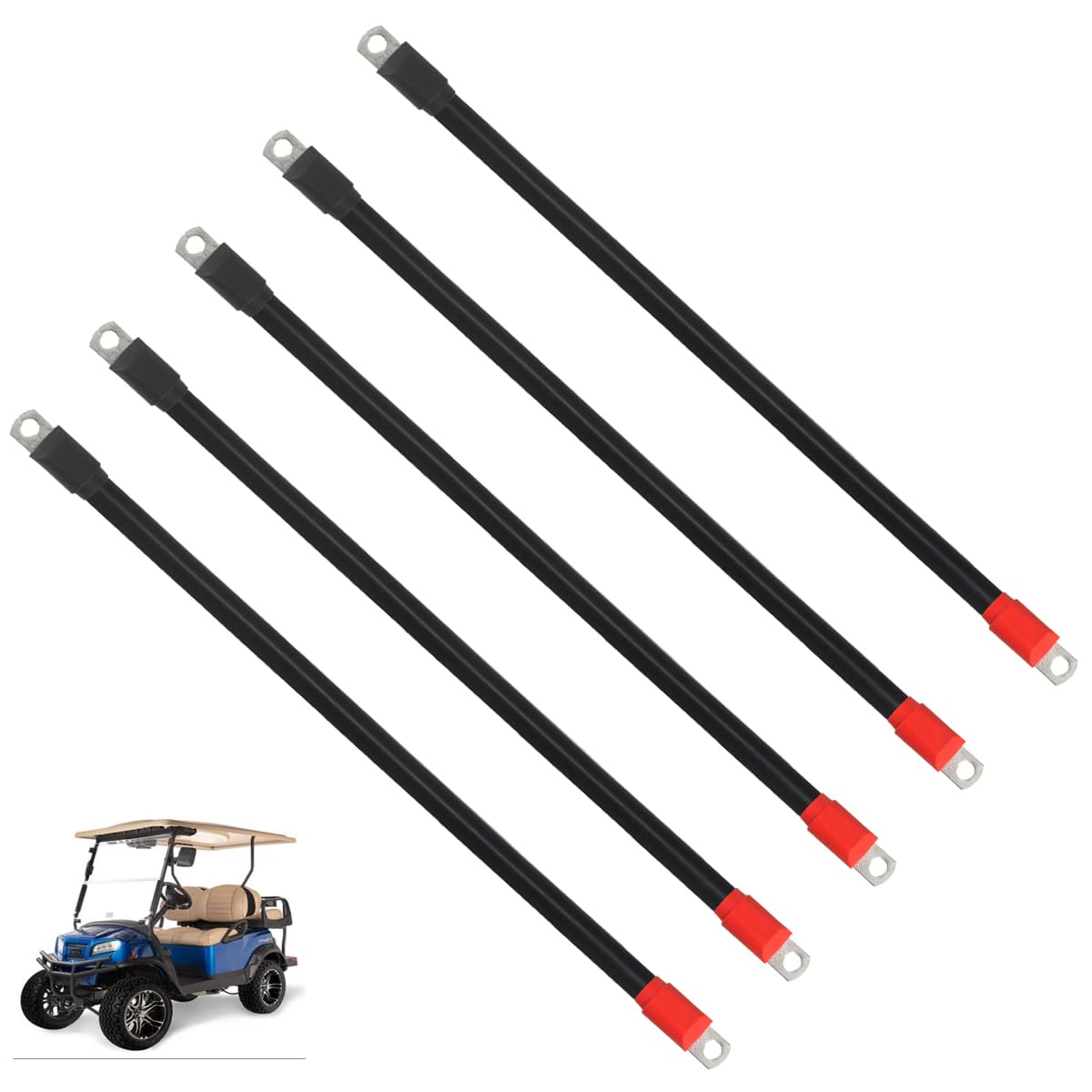 HKOO golf cart battery cables set for Club Car DS with polarity identification for safer wiring.