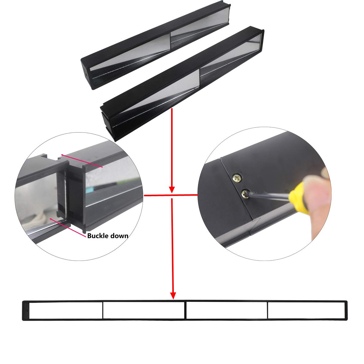 HKOO mirror kit includes drilling hardware and instructions