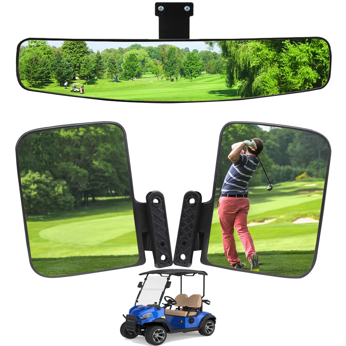 HKOO side mirror folding assembly enhances easy installation on golf carts.