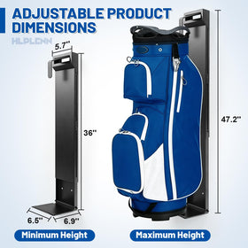 Hlplenn heavy-duty steel golf bag rack keeps bags secure on the wall.