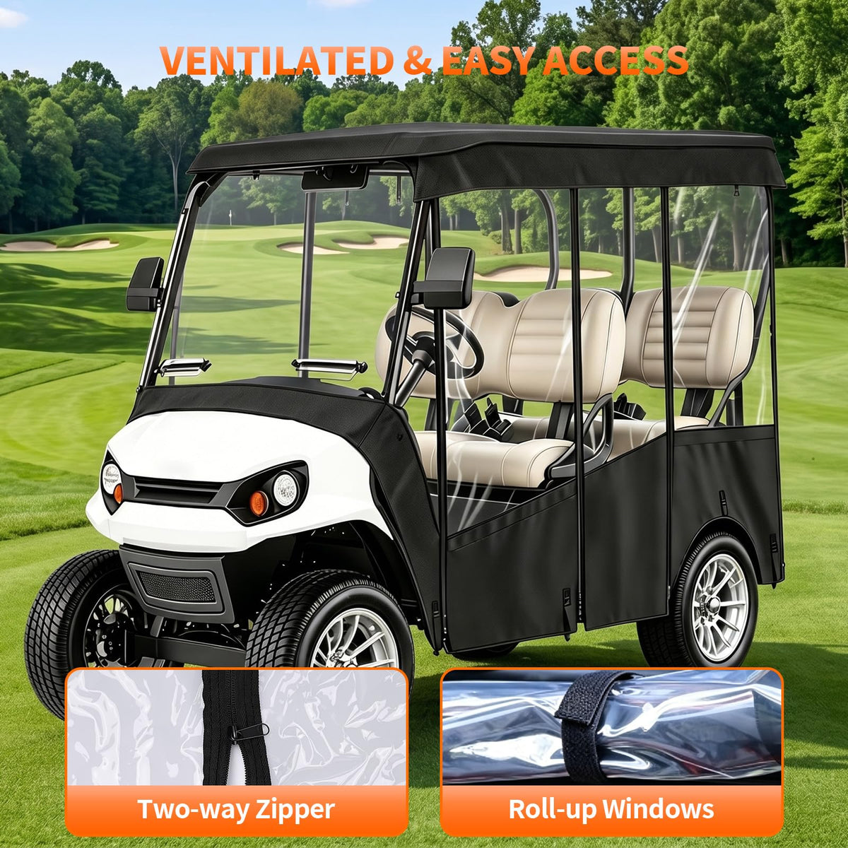 HMAZAE universal fit for 86-inch roof four-seat carts.