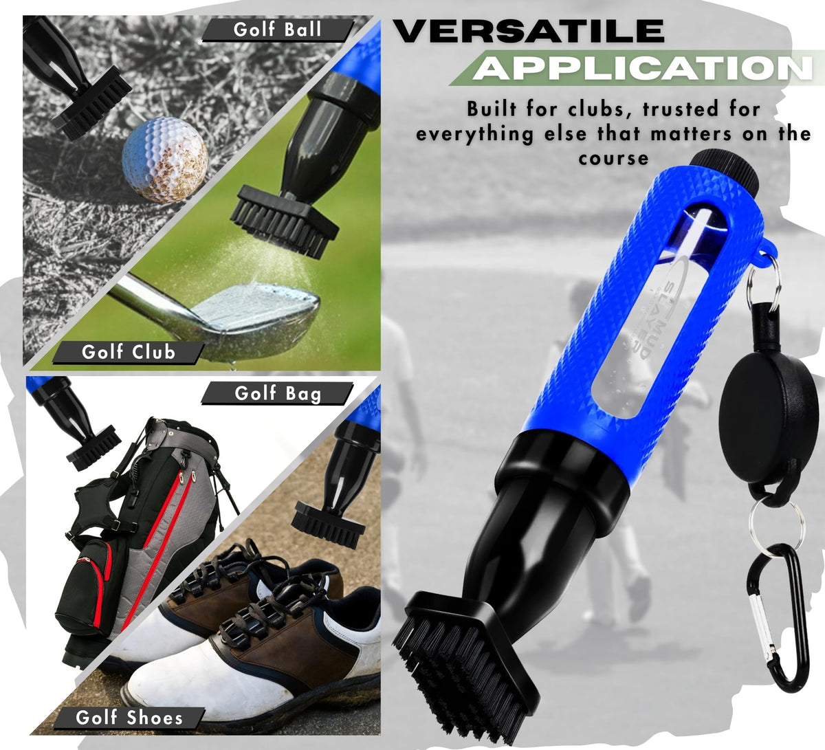 HODL 21 water spray system activates dirt for easy on-course cleaning.
