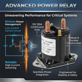 HOGUCAL 12V solenoid relay durability close-up, robust wiring connections.