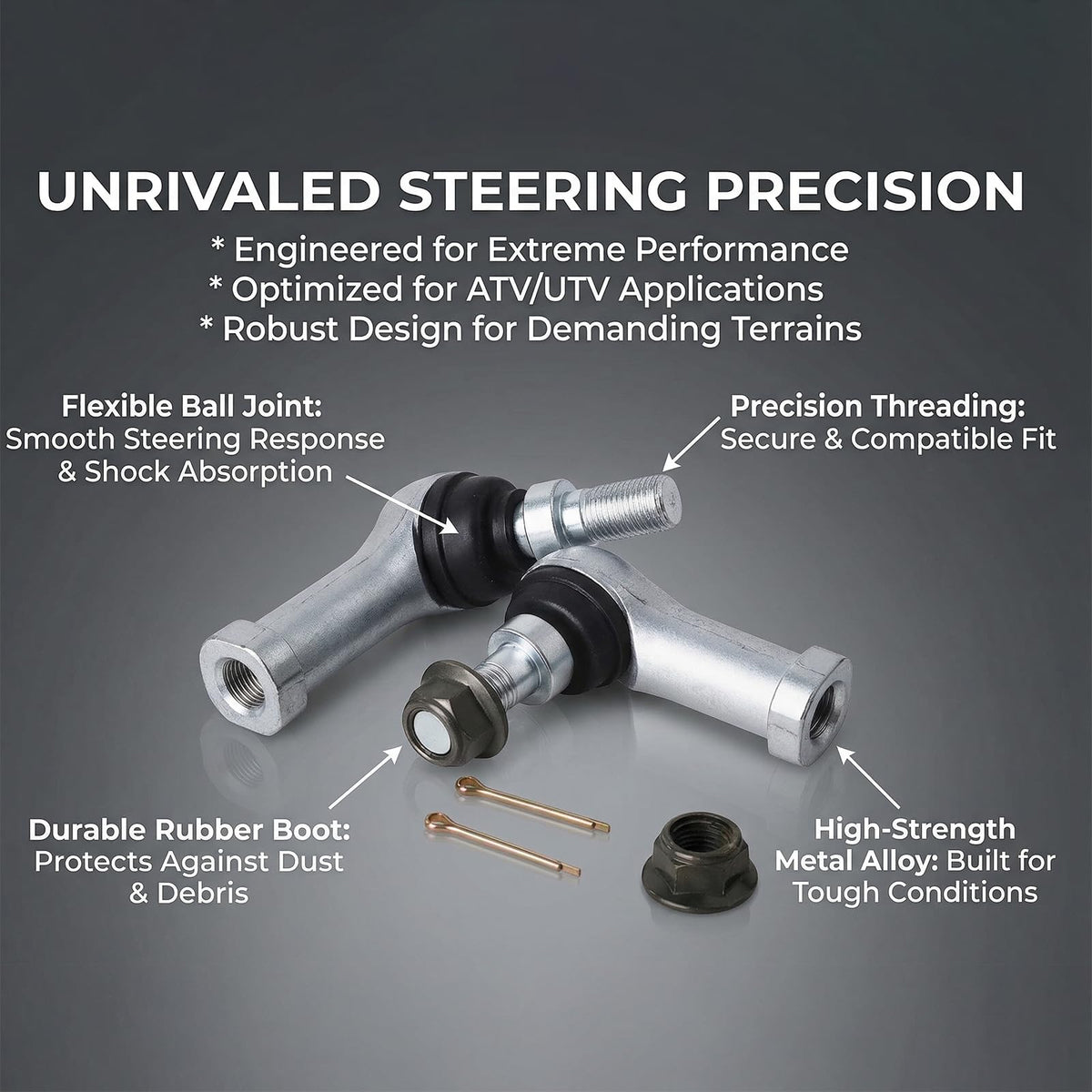 HOGUCAL durable tie rod end with self-hold nut, corrosion-resistant for longevity.