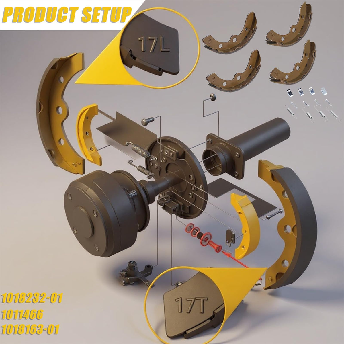 HOGUCAL complete package includes four shoes and spring kit for hassle-free replacement.