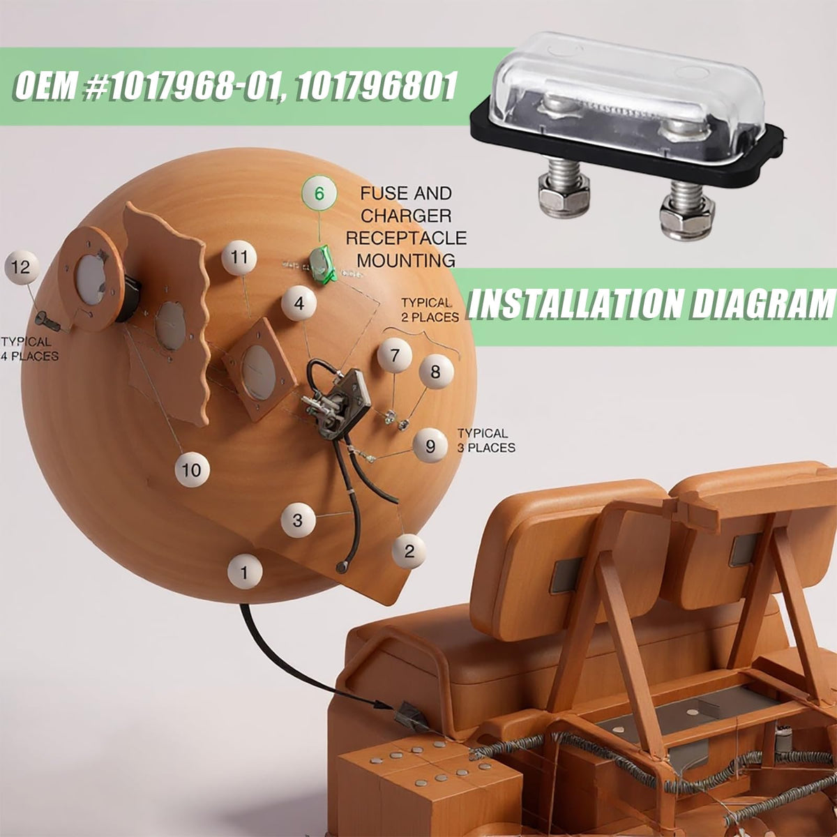 HOGUCAL fuse receptacle in use on golf cart provides secure electrical protection.