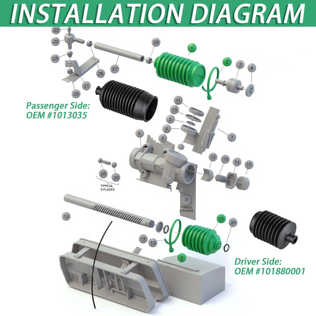 HOGUCAL steering bellows provides dust and moisture protection for Club Car DS