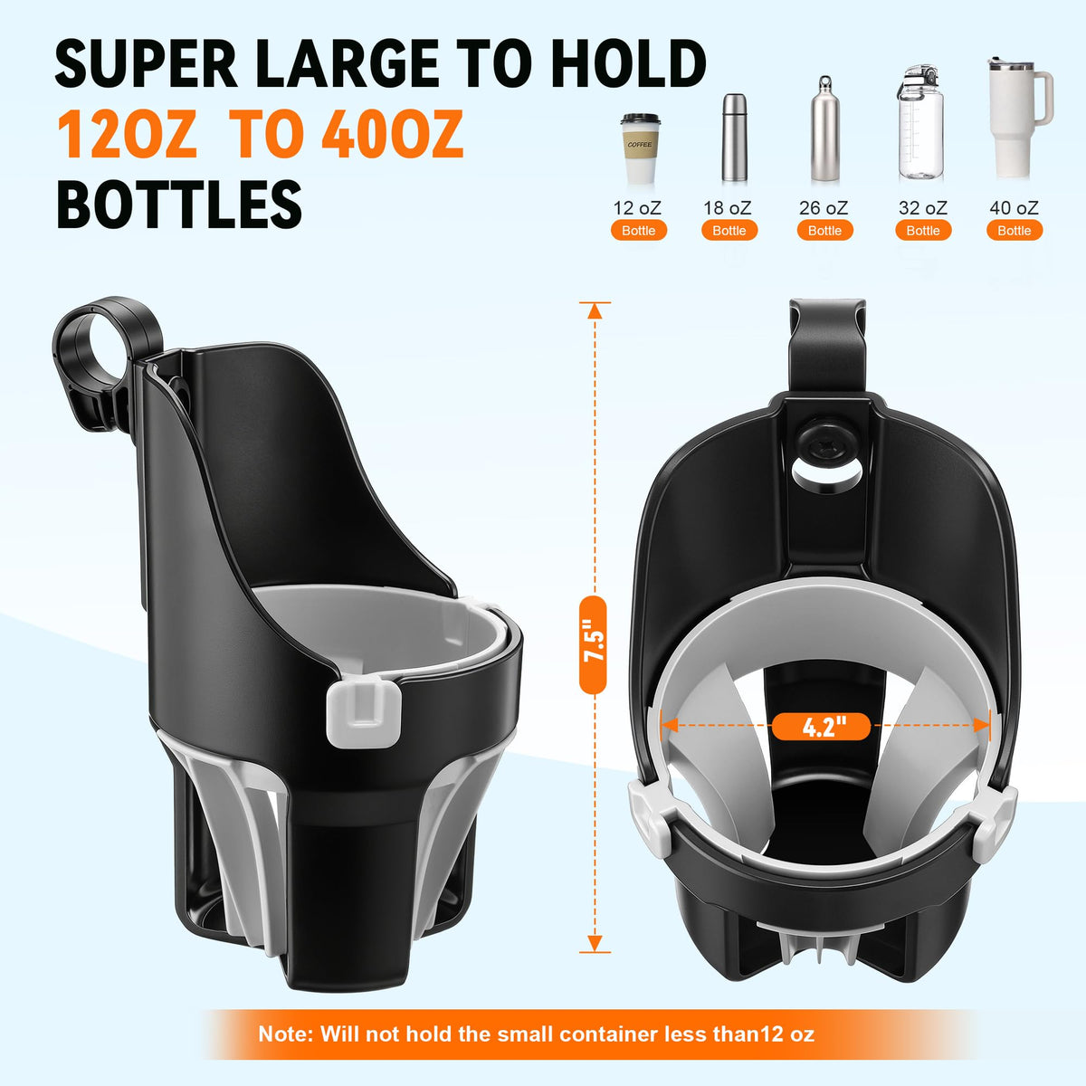 Hohean cup holder interior silicone grip holds bottles firmly during bumpy rides