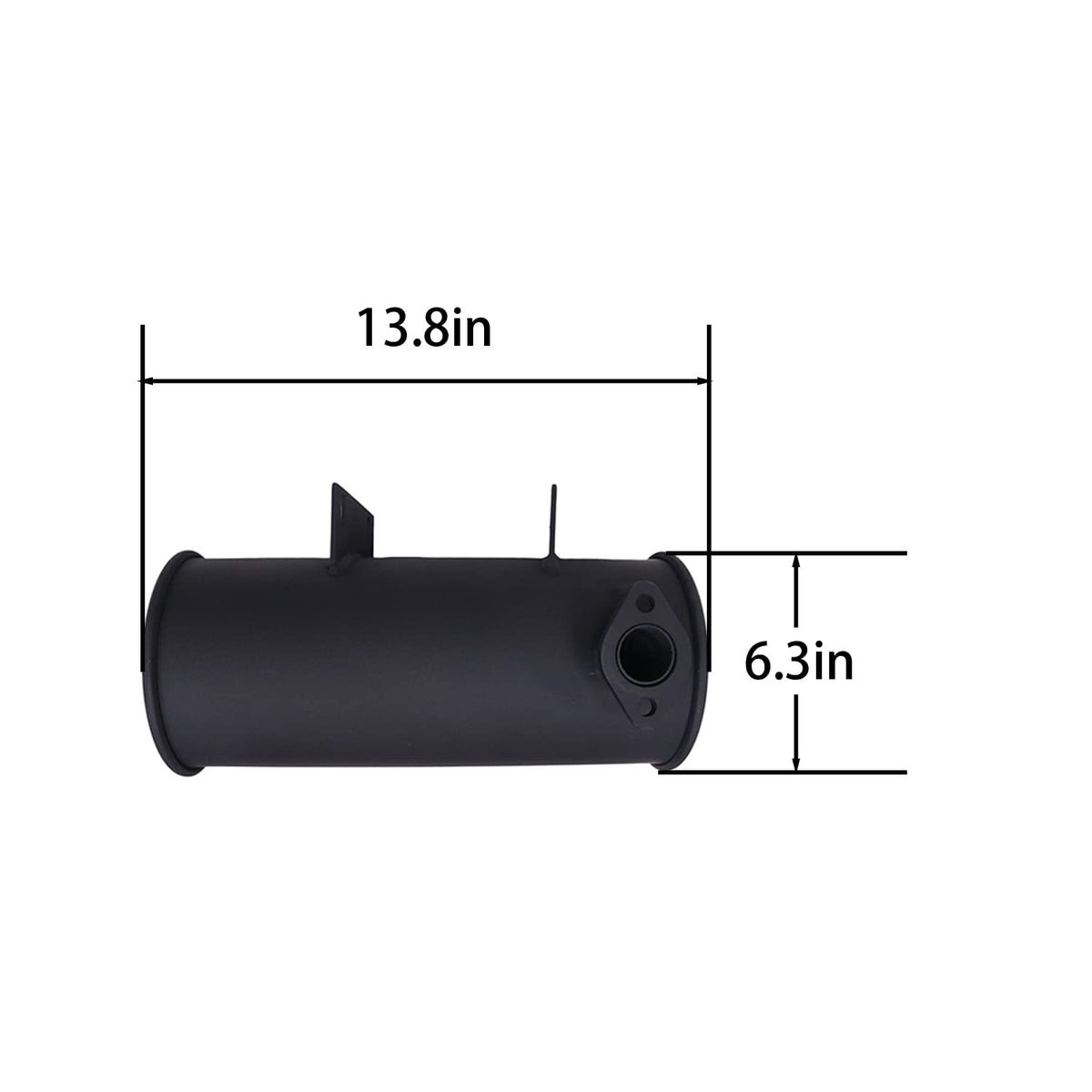 Holdia muffler 14396-G1 side view for EZGO golf carts, reliable performance.