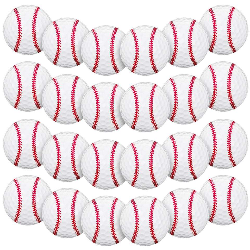Hollowfly baseball golf balls with stitch pattern for enhanced grip and style on course.