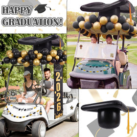 Hollowfly black and gold latex balloons for luxe graduation vibes.