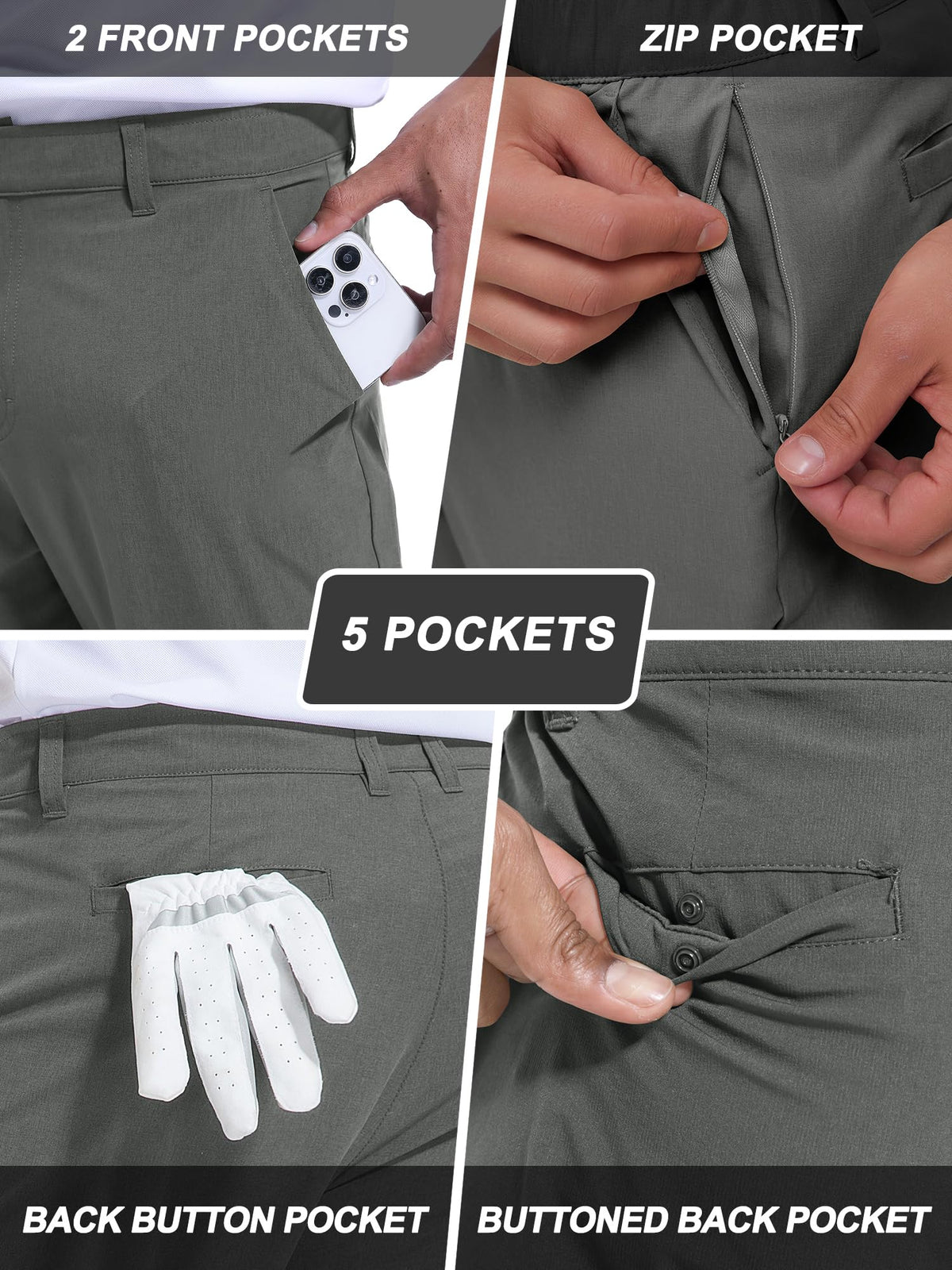 Holure golf pants with elastic waistband and belt loops for secure fit