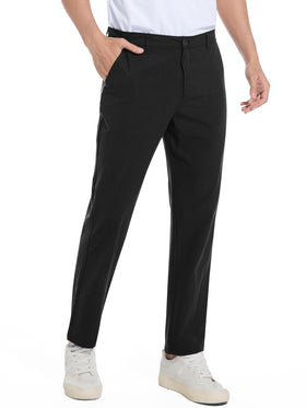 Holure golf pants with elastic waistband and belt loops for adjustable comfort.