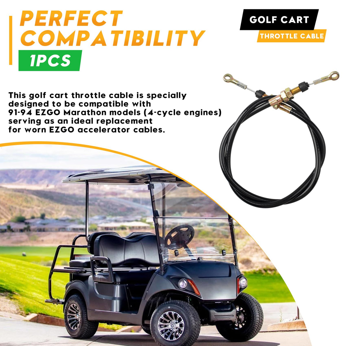 Honkador throttle cable steel core with anti-corrosion coating for durability.
