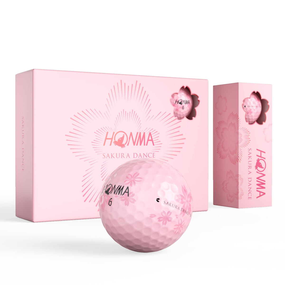 Honma 2024 Distance golf balls with Sakura Pink design for standout style and confident tee shots.