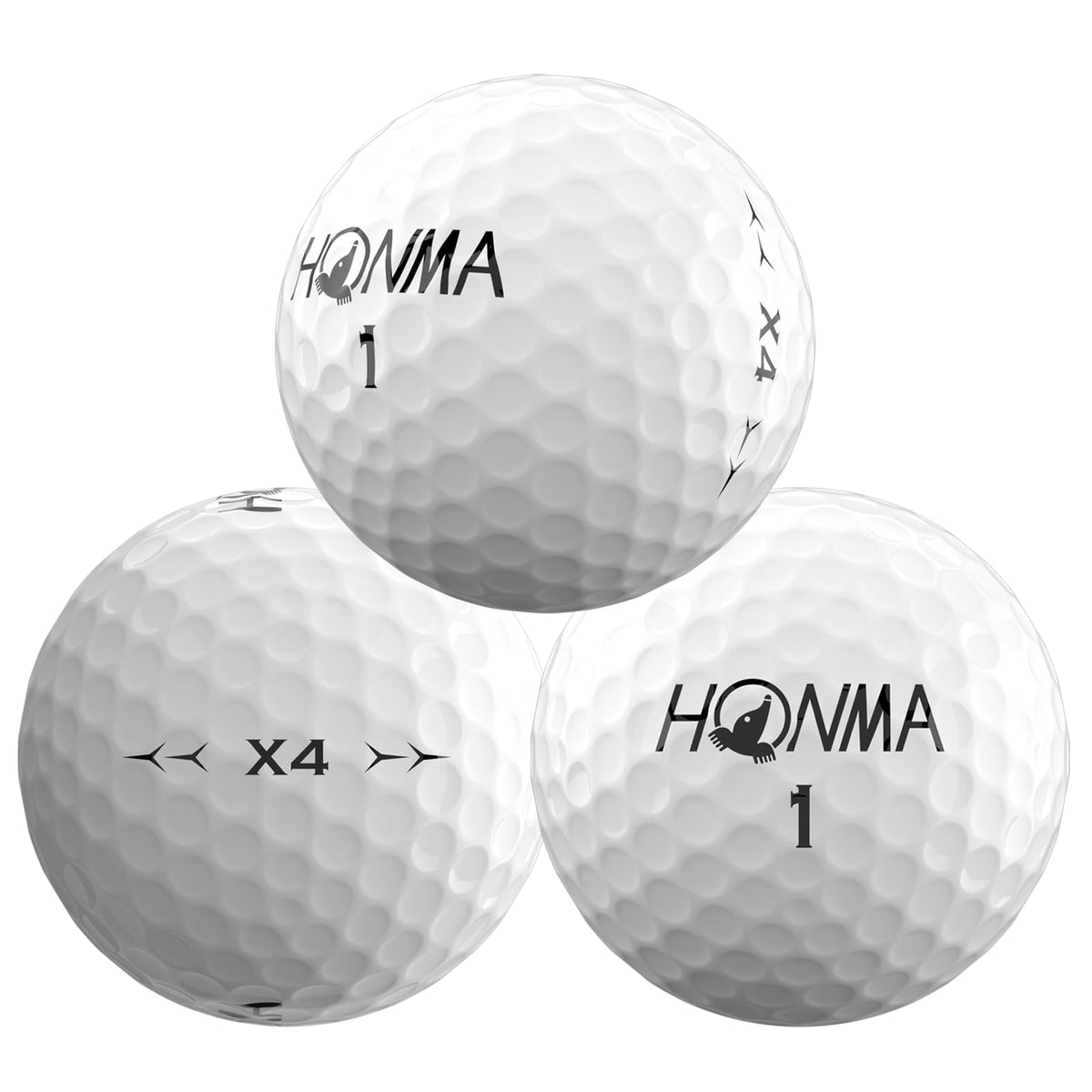 Honma 2024X4 ball showing the dimple pattern for stable flight.