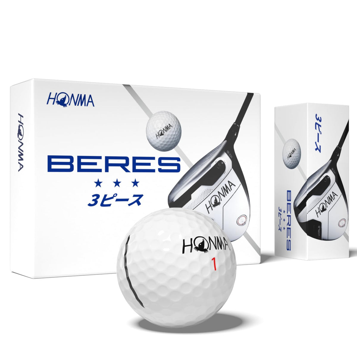 Honma BERES 3S golf balls box packaging enables easy practice for all players.