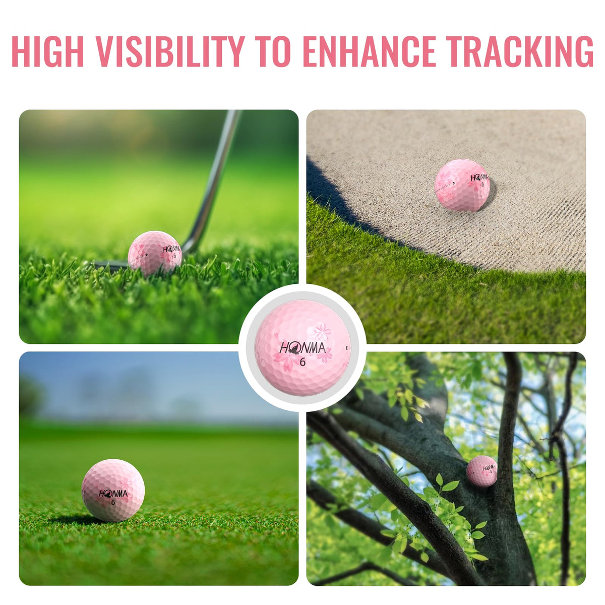 Honma Surlyn cover provides durability with lively greenside response.
