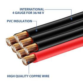 Honsyunoirtps 4-gauge red and black battery wires support powerful, reliable electrical flow.