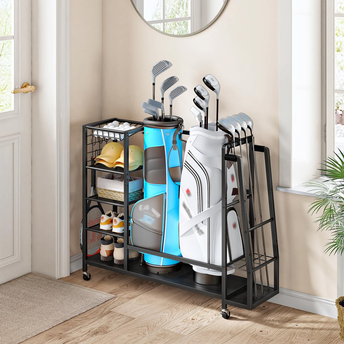 HOOBRO golf bag storage stand ball basket keeps golf balls organized