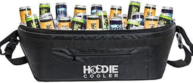 The Hoodie Cooler mounted to the golf cart front for easy course access.