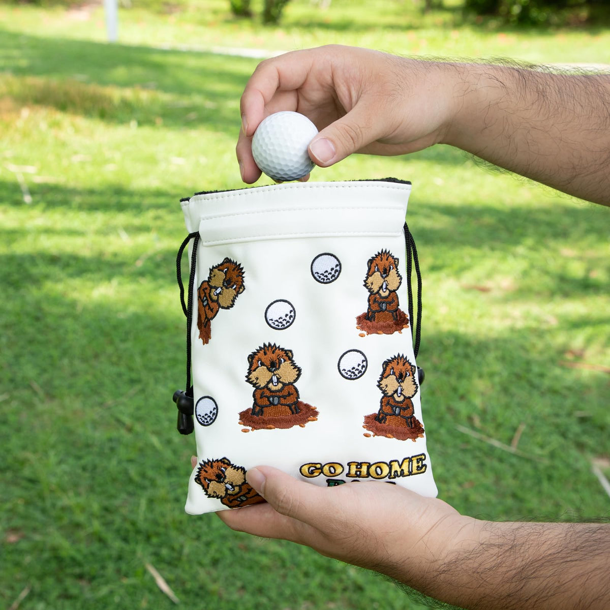 HOOKED ON GOLF ball-tees-pocket for tees, markers and small items.