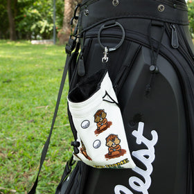 HOOKED ON GOLF drawstring closure secures essentials on the course.