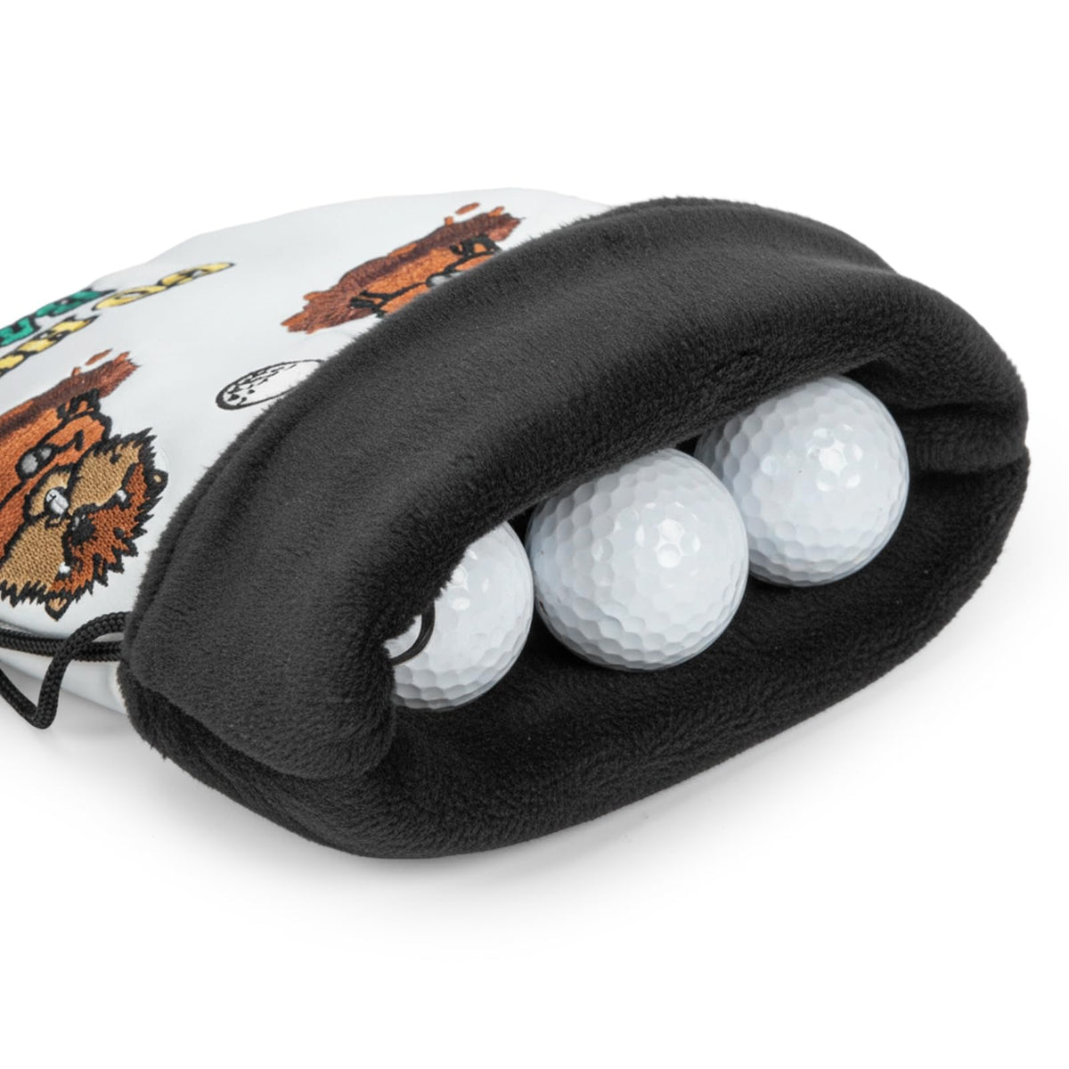 HOOKED ON GOLF embroidered-pattern adds style while staying easy to clean.