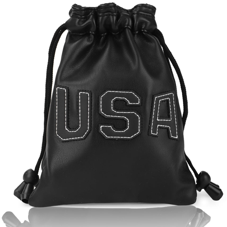 Hooked On Golf golf-valuables pouch with drawstrings keeps essentials secure on the course.