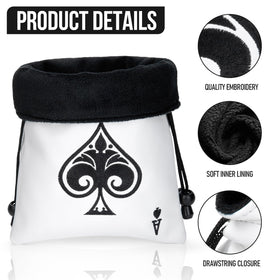 HOOKED ON GOLF leather golf-ball-pouch with drawstrings secures balls and tees during play