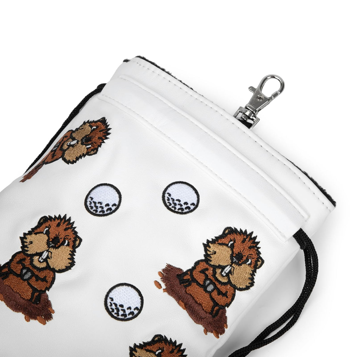 HOOKED ON GOLF pouch-attached-to-bag for quick access on the move.