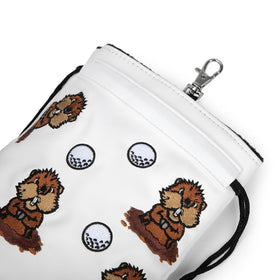 HOOKED ON GOLF pouch-attached-to-bag for quick access on the move.
