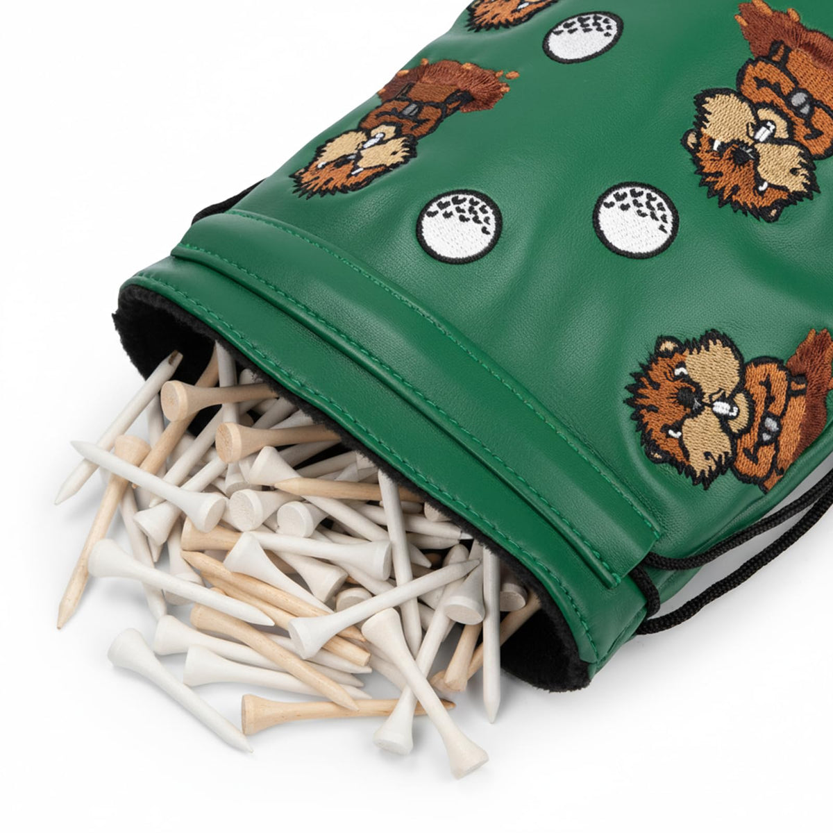 HOOKED ON GOLF valuables pouch attached to golf bag for quick access