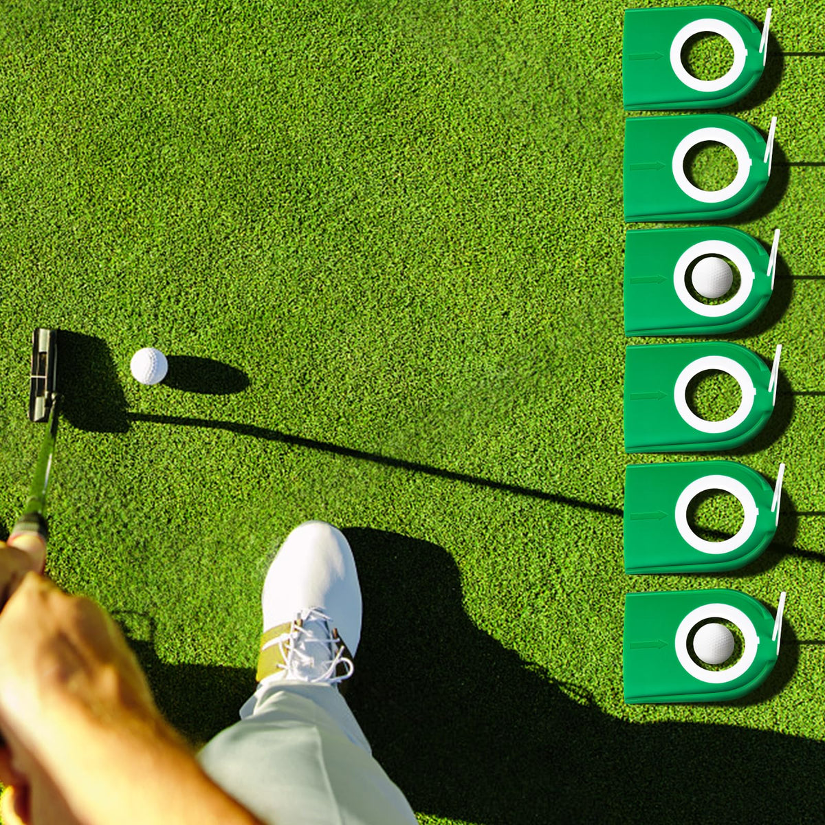 Hooqict white flag and ring design indicate the target hole for focus.